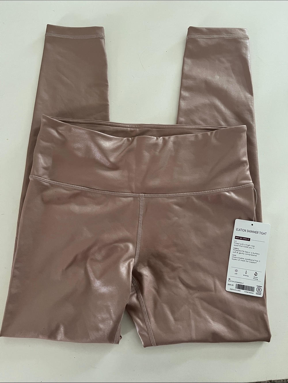 Athleta Shimmer High-Rise Leggings in Mauve Brown